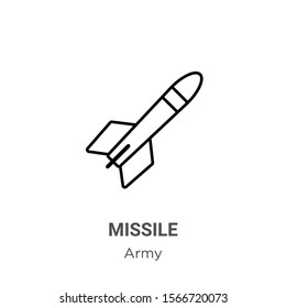 Missile outline vector icon. Thin line black missile icon, flat vector simple element illustration from editable army concept isolated on white background
