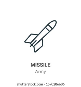 Missile outline vector icon. Thin line black missile icon, flat vector simple element illustration from editable army concept isolated on white background