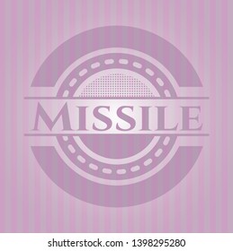 Missile retro pink emblem. Vector Illustration. Detailed.