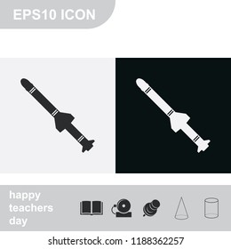 Missile rocket flat black and white vector icon.