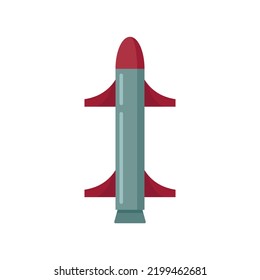 Icono del cohete misil. Ilustración plana del icono del vector de cohetes de misiles aislado en fondo blanco