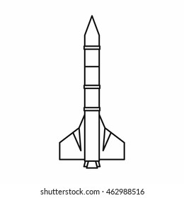 Missile rocket icon in outline style on a white background