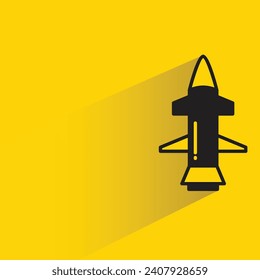 missile and rocket icon with shadow on yellow background