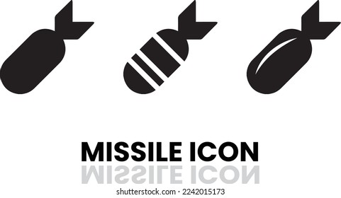 missile and rocket icon vector for army and force