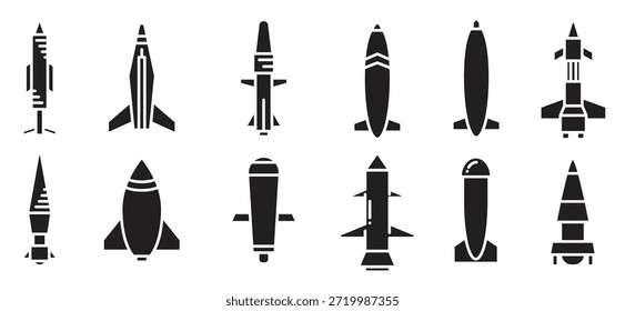 Raketen- und Raketensymbole, Vektorgrafik