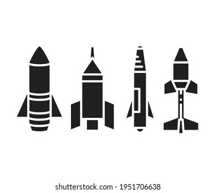 conjunto de vectores de iconos de misiles y cohetes