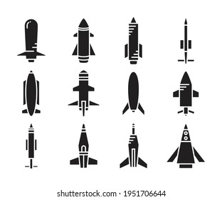 missile and rocket icons vector set