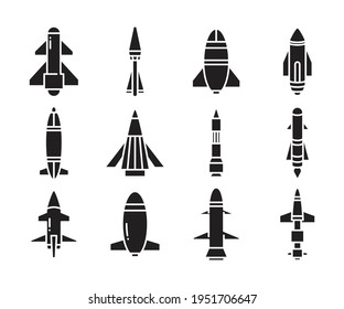 missile and rocket icons vector set