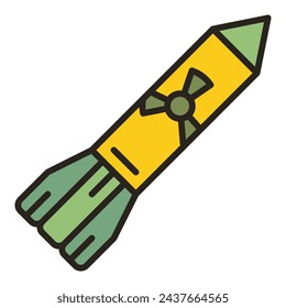 Misil o cohete con bomba nuclear en el espacio concepto de vector icono de color o símbolo