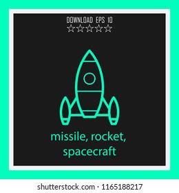 missile, rocket, spacecraft vector icon