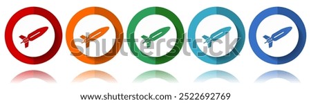 Missile, rocket, weapon, war vector icons, flat icon set for logo design, webdesign and mobile applications, colorful web button collection in eps 10
