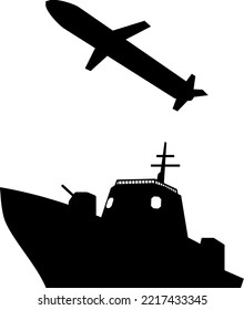 Missile And Ship Silhouette Illustration