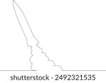 Missile, Simple Line Drawing, Rocket Missile, Ballistic Missile, Launch Pad, Black Line, Missile Attack, Vector, Icon,  Weapon, Attack, 