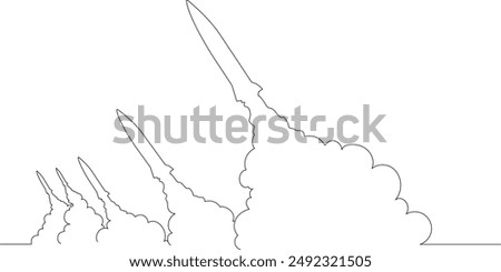 Missile, Simple Line Drawing, Rocket Missile, Ballistic Missile, Launch Pad, Black Line, Missile Attack, Vector, Icon,  Weapon, Attack, 
