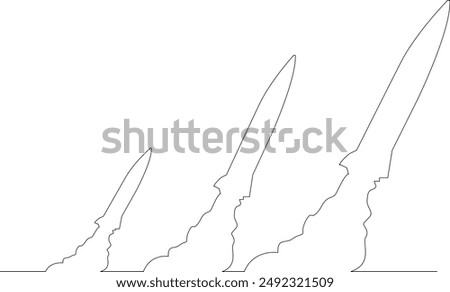 Missile, Simple Line Drawing, Rocket Missile, Ballistic Missile, Launch Pad, Black Line, Missile Attack, Vector, Icon,  Weapon, Attack, 