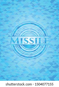 Missile sky blue emblem with triangle mosaic background