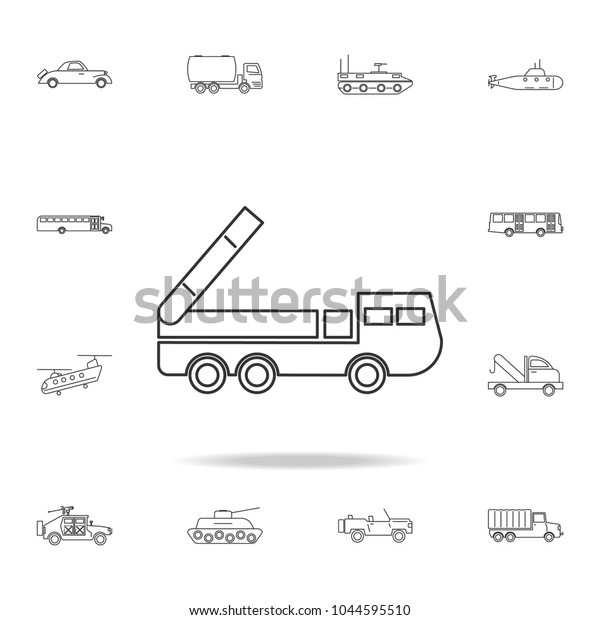 Missile truck icon. Detailed set of transport\
outline icons. Premium quality graphic design icon. One of the\
collection icons for websites, web design, mobile app on white\
background