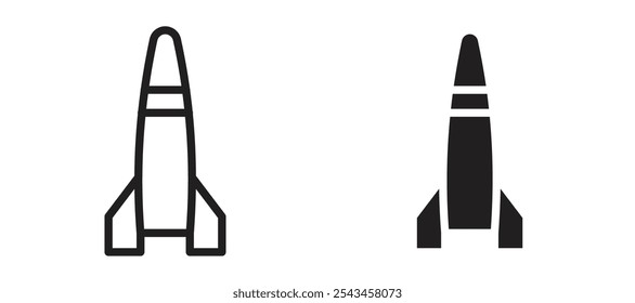 Icono de Vector de misil en negro.