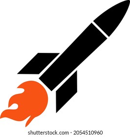 Missile Vektorgrafik. Flache Illustration, ikonisches Design von Flugkörpern einzeln auf weißem Hintergrund.