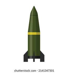 Raketenwaffe in trendigem, flachem Design, einzelne Vektorgrafik auf weißem Hintergrund, Objektgrafik-Design.