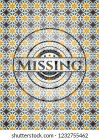 Missing arabic badge. Arabesque decoration.