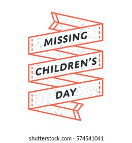 Missing Childrens Day emblem isolated vector illustration on white background. 25 may world social holiday event label, greeting card decoration graphic element