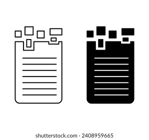 Missing data pattern outline icon collection or set. Missing data pattern Thin vector line art