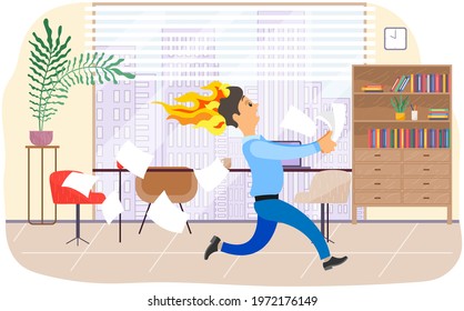 Missing deadline, bad time management. Work in high stress conditions and under hard boss pressure. Scene of tired, nervous, stressed people clutches head at work, many tasks. Deadline metaphors