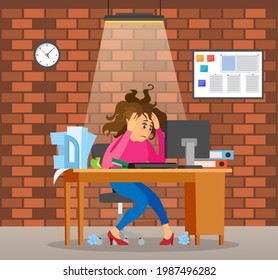 Missing deadline, bad time management. Work in high stress conditions and under hard boss pressure. Scene of tired, nervous, stressed people clutches head at work, many tasks. Deadline metaphors