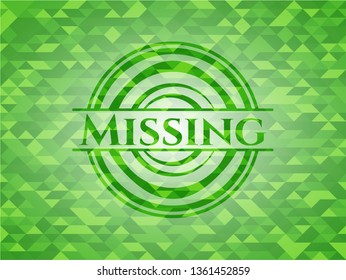 Missing green emblem with mosaic background