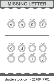 Missing Letter With Apple. Worksheet For Kids