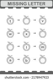 Missing Letter With Apple. Worksheet For Kids