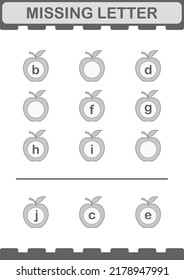 Missing Letter With Apple. Worksheet For Kids