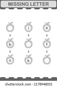 Missing Letter With Apple. Worksheet For Kids