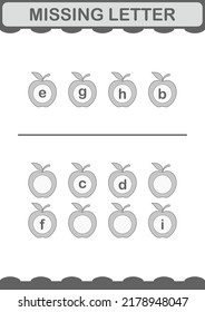 Missing Letter With Apple. Worksheet For Kids