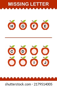 Missing Letter With Apple. Worksheet For Kids