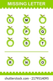 Missing Letter With Apple. Worksheet For Kids