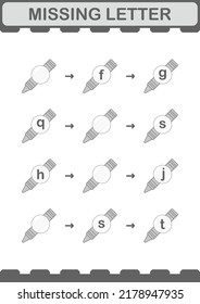 Missing letter with Crayon. Worksheet for kids