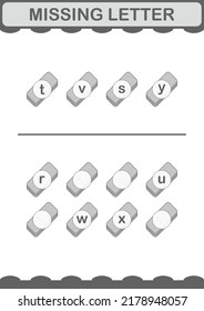 Missing letter with Eraser. Worksheet for kids