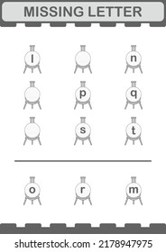 Missing letter with Florence Flask. Worksheet for kids
