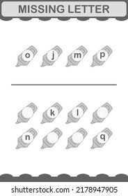 Missing letter with Marker. Worksheet for kids