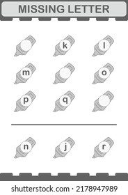 Missing letter with Marker. Worksheet for kids