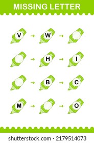 Missing letter with Marker. Worksheet for kids