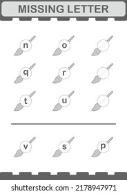Missing letter with Paintbrush. Worksheet for kids