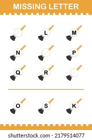 Missing letter with Paintbrush. Worksheet for kids