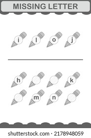 Missing letter with Pencil. Worksheet for kids