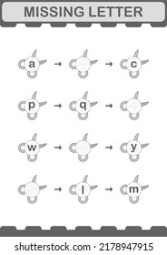 Missing letter with Scissor. Worksheet for kids
