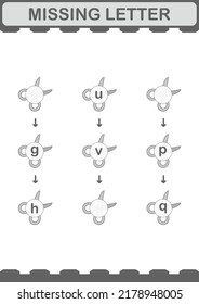 Missing letter with Scissor. Worksheet for kids