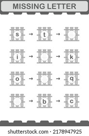 Missing letter with Test Tube. Worksheet for kids