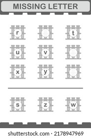 Missing letter with Test Tube. Worksheet for kids